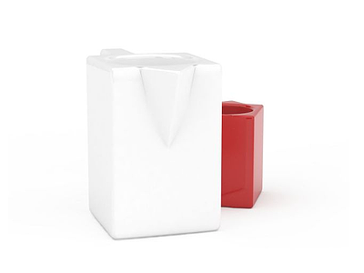 红白陶瓷杯模型3d模型