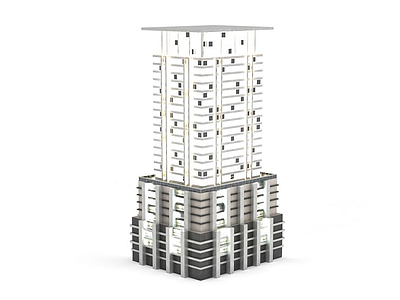 3d大厦夜景楼模型
