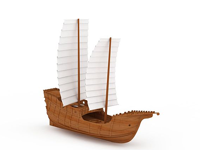 3d中国民用木制船免费模型