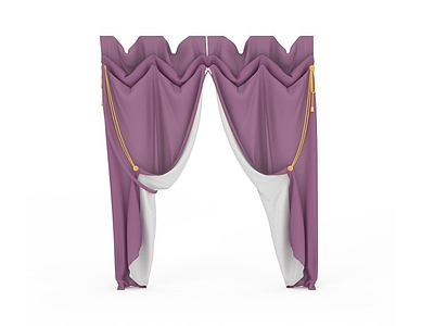 3d简约紫色窗帘免费模型
