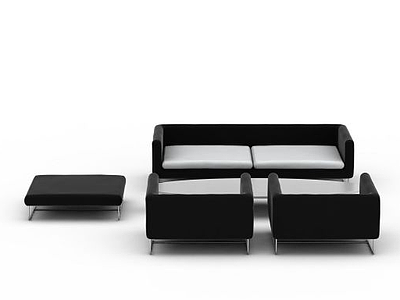 3d黑色布艺沙发免费模型