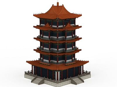 古代高层塔楼模型3d模型