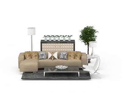 3d灰色布艺沙发模型