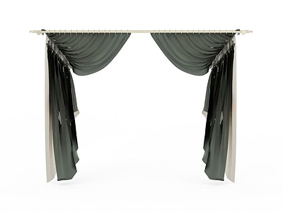 3d绿色纱质窗帘免费模型