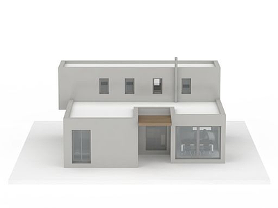 3d白色二层建筑模型