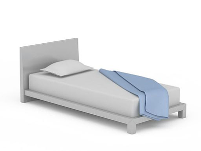 3d灰色布艺单人床免费模型