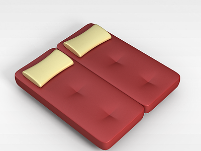 3d红色简约床模型