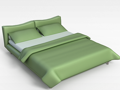 3d绿色布艺床模型