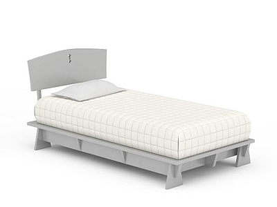 3d灰色实木床免费模型