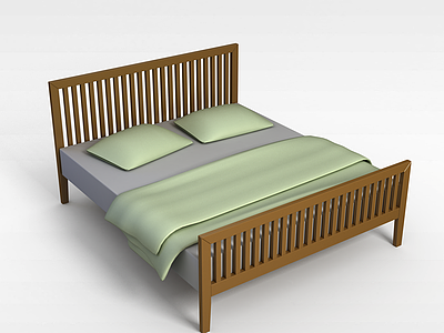 镂空木质床模型3d模型