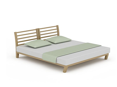 3d简约木质床免费模型