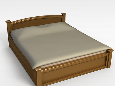 灰色实木床模型3d模型