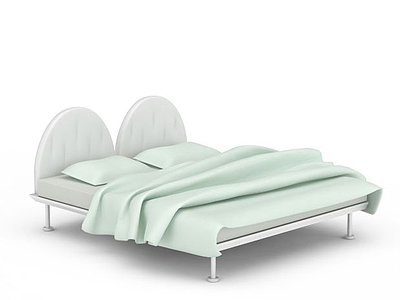 3d布艺白色床免费模型