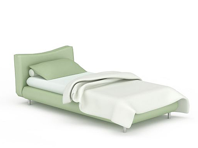 绿色布艺床模型3d模型