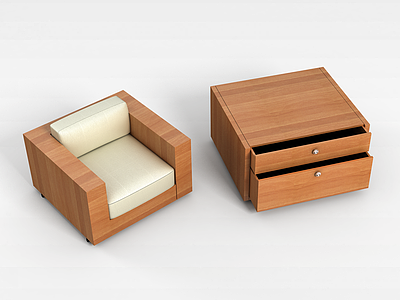 木质沙发茶几组合模型3d模型