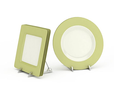 绿色陶瓷盘子模型3d模型