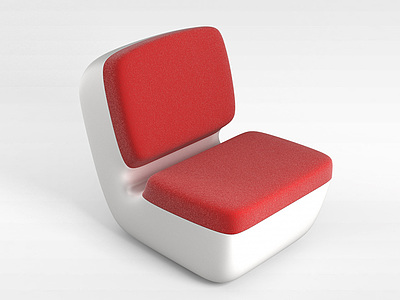 3d红色简约沙发椅模型