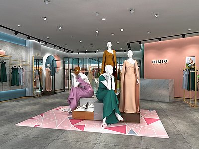 3d现代服装店模型
