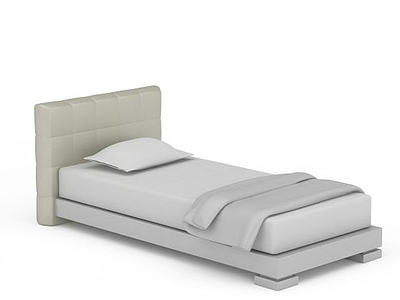 3d灰色单人床免费模型