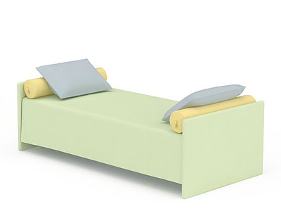3d黄色布艺床免费模型