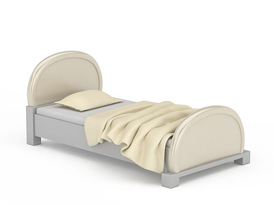 3d米色单人床免费模型