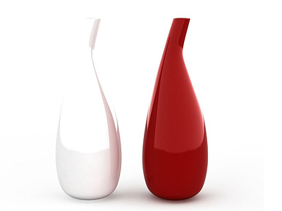 3d红白陶瓷瓶免费模型