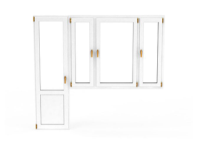 白色玻璃门窗模型3d模型