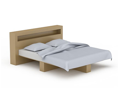 3d创意实木床模型