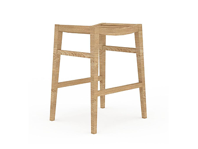 木制高脚凳模型3d模型