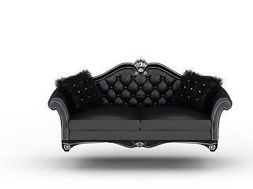 3d黑色皮质沙发免费模型
