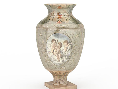 欧式复古花瓶模型3d模型