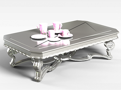 3d银色式桌子模型