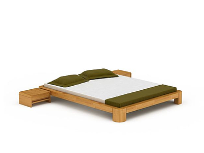 日式木制床模型3d模型
