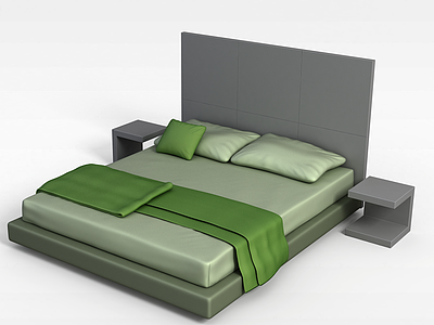 3d绿色双人床模型