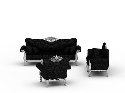 黑色沙发组合模型3d模型