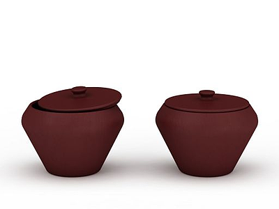 红色陶瓷罐模型