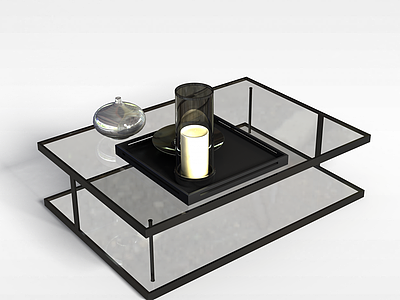3d四方玻璃桌模型