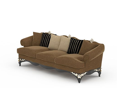 棕色多人沙发模型3d模型