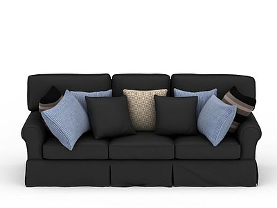3d黑色布艺沙发模型