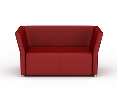3d双人红色皮沙发免费模型