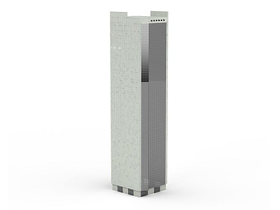 3d银灰色方形大楼免费模型
