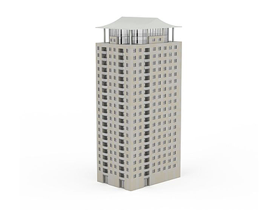3d白色方形大楼模型