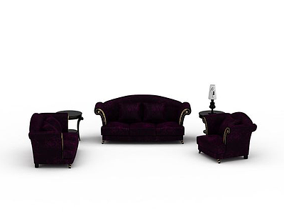 3d<font class='myIsRed'>欧式紫色沙发</font>免费模型