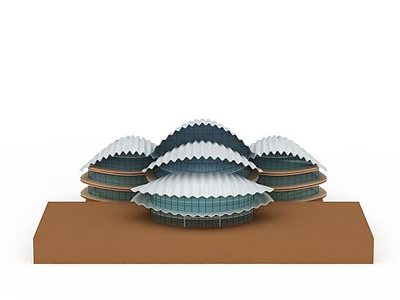 3d白色贝壳状建筑模型