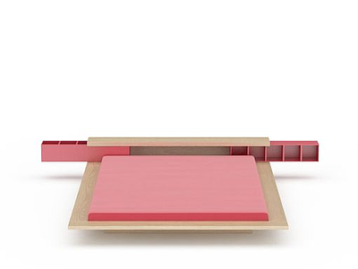 3d粉色日式双人床免费模型