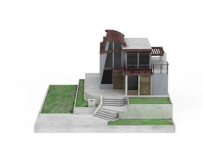 3d现代庭院模型