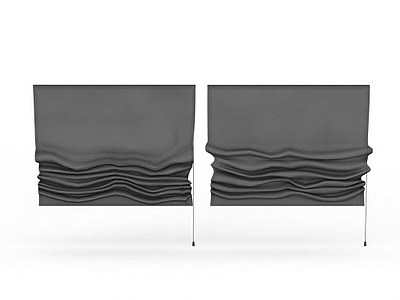 灰色布艺窗帘模型3d模型