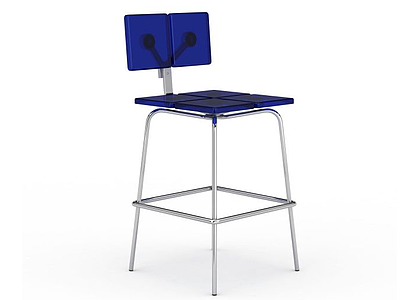 3d蓝色高脚椅子模型