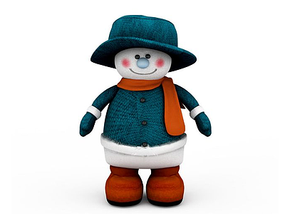 3d蓝色雪人玩具模型