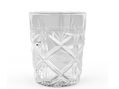 3d花纹玻璃水杯免费模型